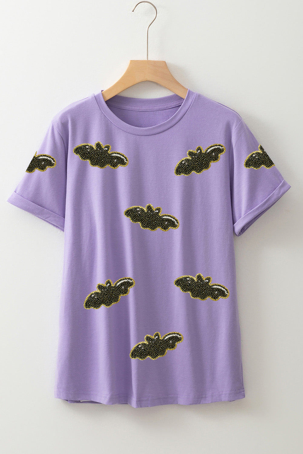 Sequin Purple Halloween Bat T Shirt