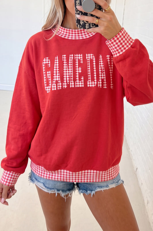 Red Gingham Gameday Sweatshirt