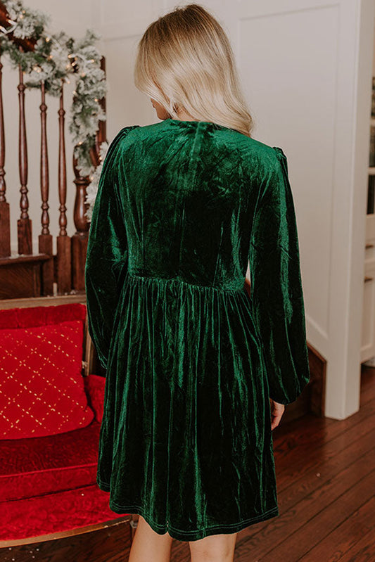 Evergreen Sequin Bow Velvet Dress