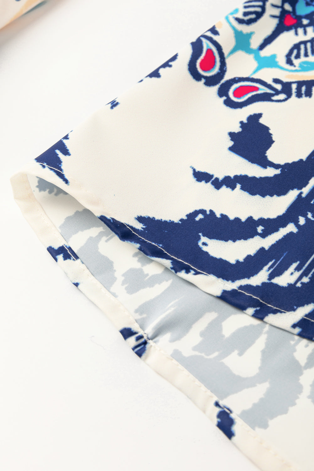 Blue Print Pop of Color Long Sleeve Dress