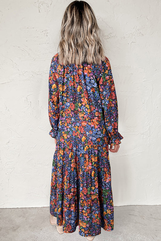 Floral Print Flowy Maxi Dress