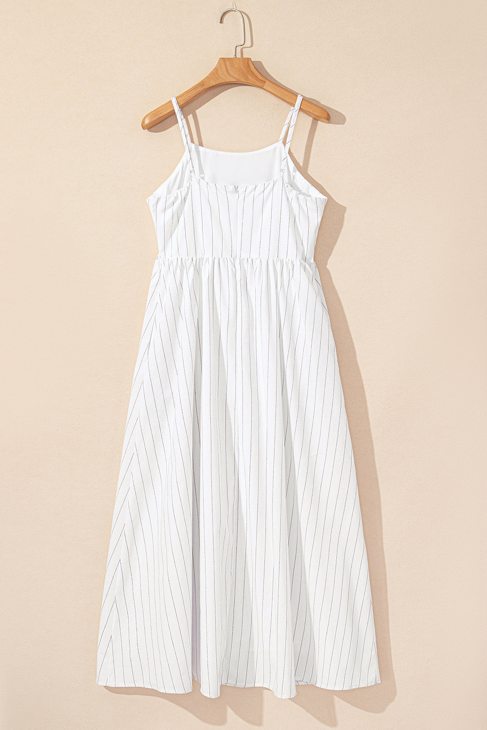 Beige Stripe Pocketed Maxi Dress