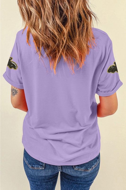 Sequin Purple Halloween Bat T Shirt