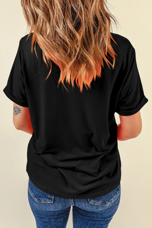 Black Game Day Sequin Football T Shirt