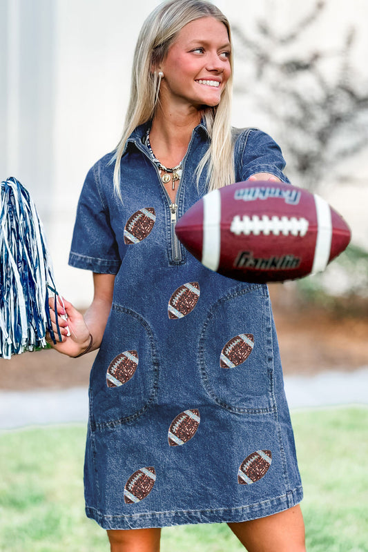 Sequin Football Denim Dress