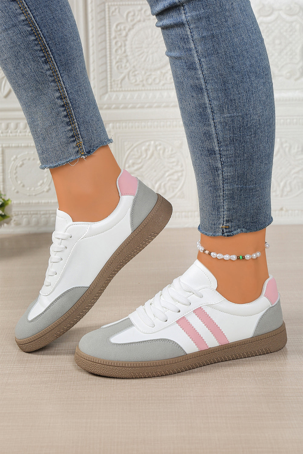 Vegan Leather Lace Up Sneakers