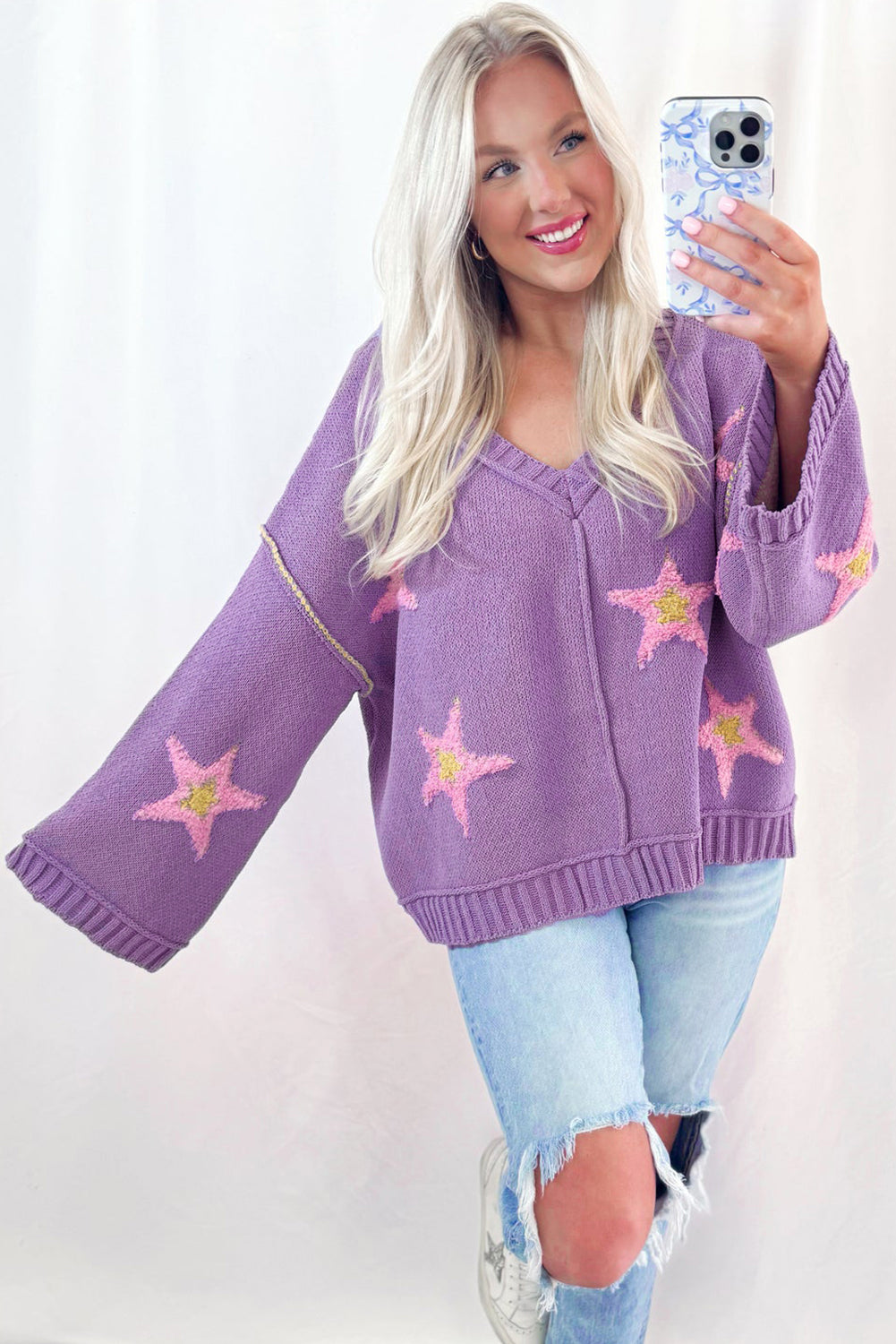 Lavender Star Oversize Sweater