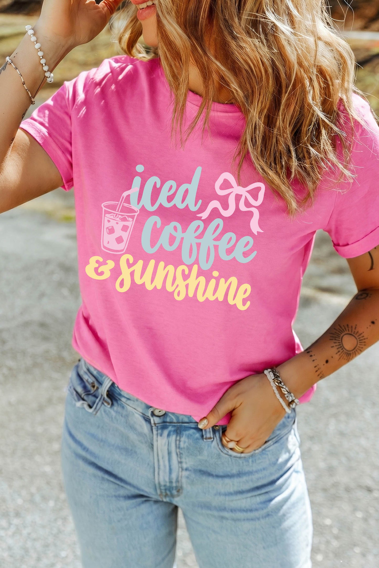 Pink Iced Coffee & Sunshine Tee