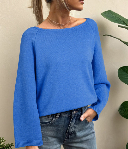Solid Bracelet Sleeve Dolman Sweater