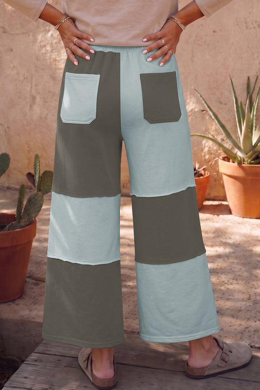 Raw Seam Patchwork Wide Leg Pants