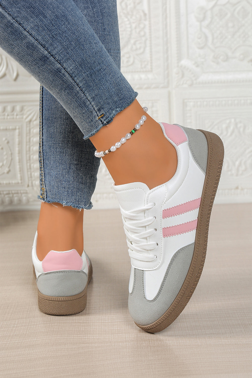 Vegan Leather Lace Up Sneakers