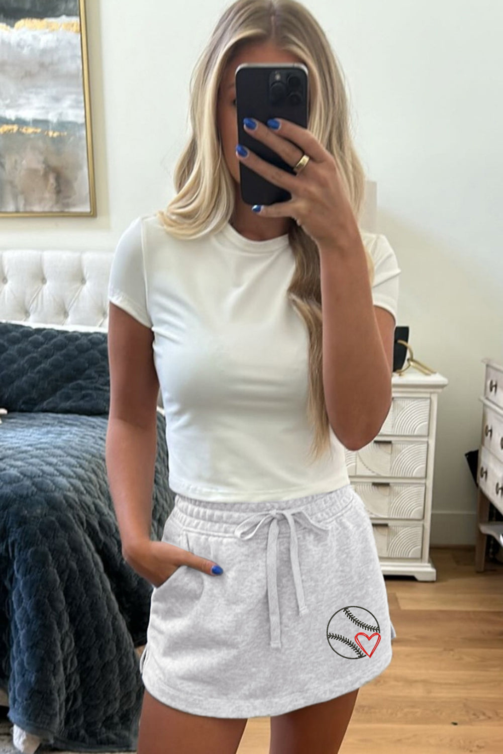 Light Grey Baseball French Terry Skort