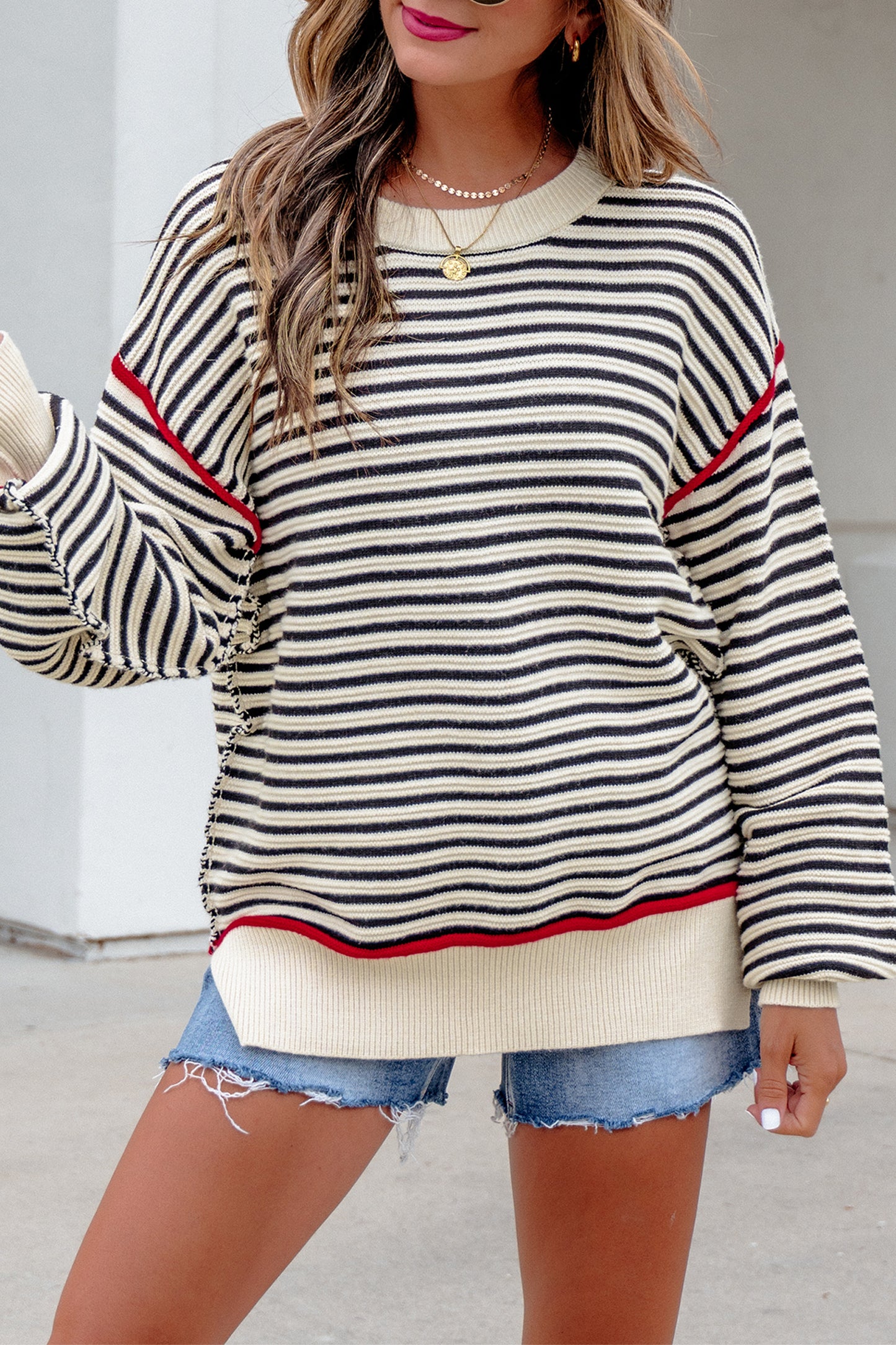 Black Stripe Oversized Sweater
