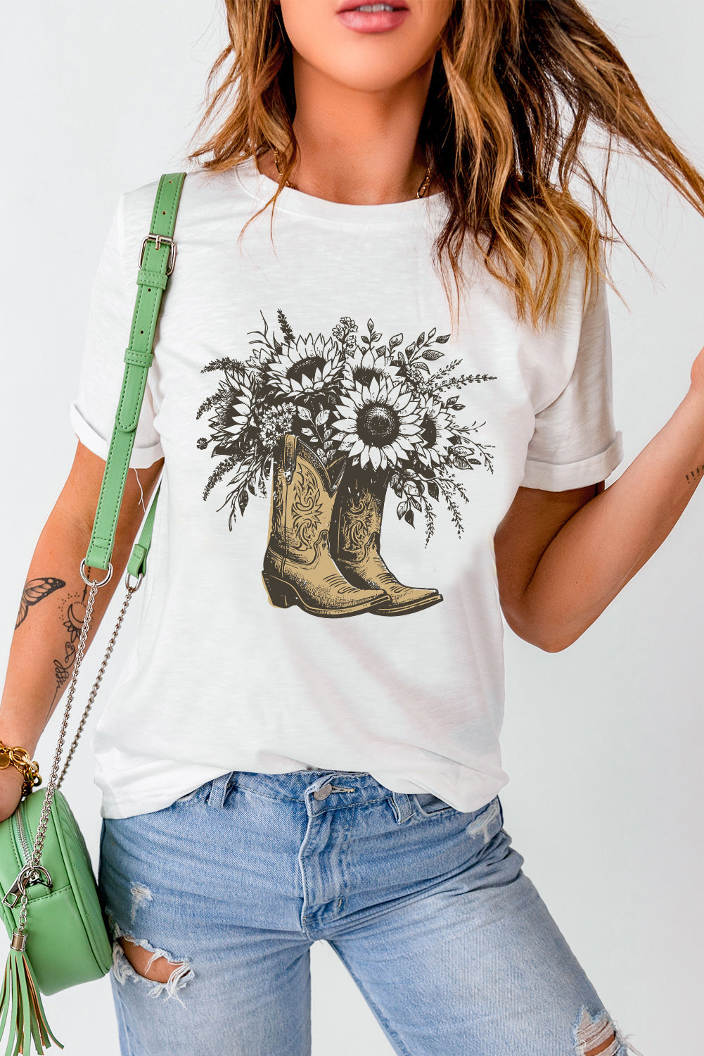 Sunflower & Cowboy Boots Tee