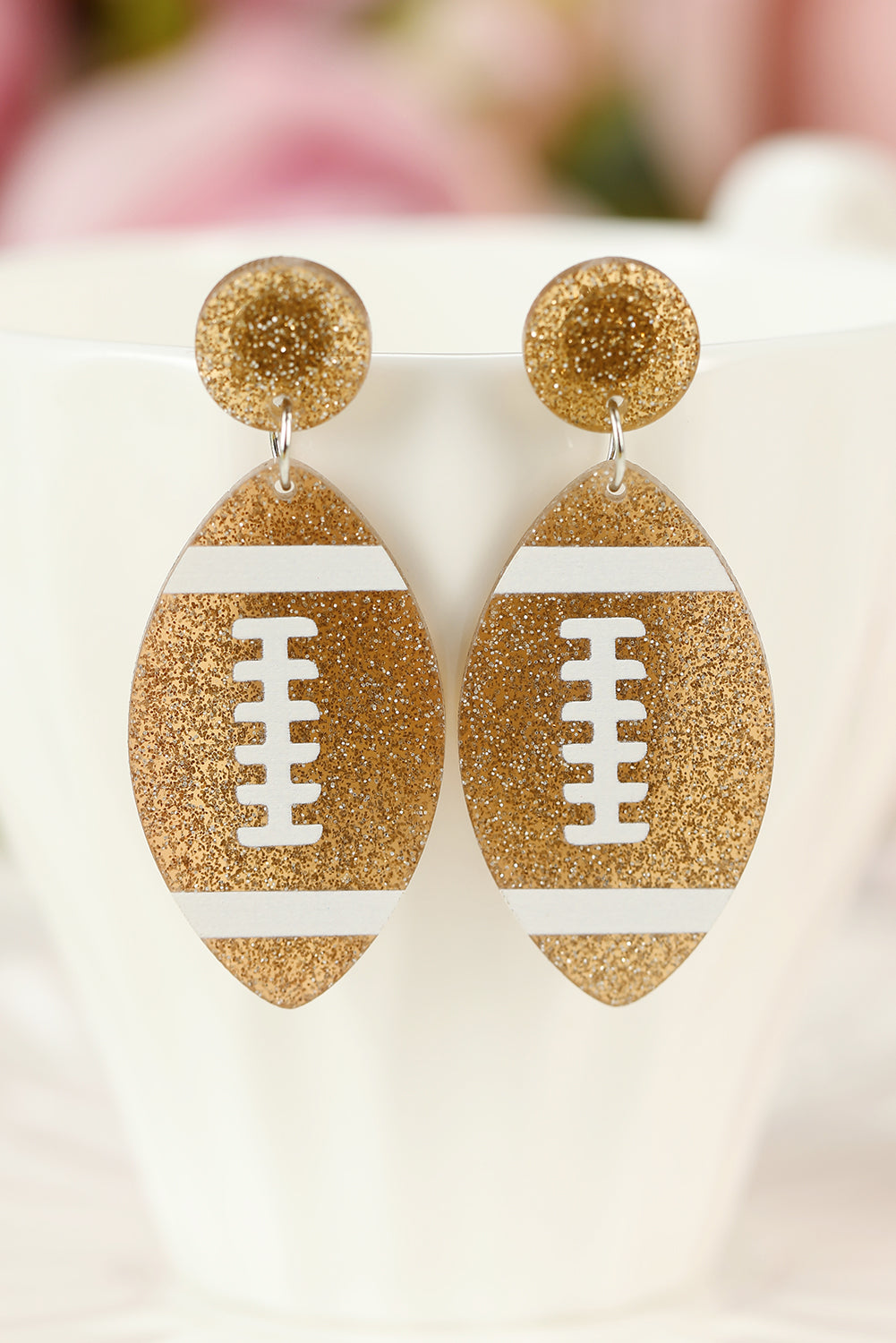 Glittering Football Earrings