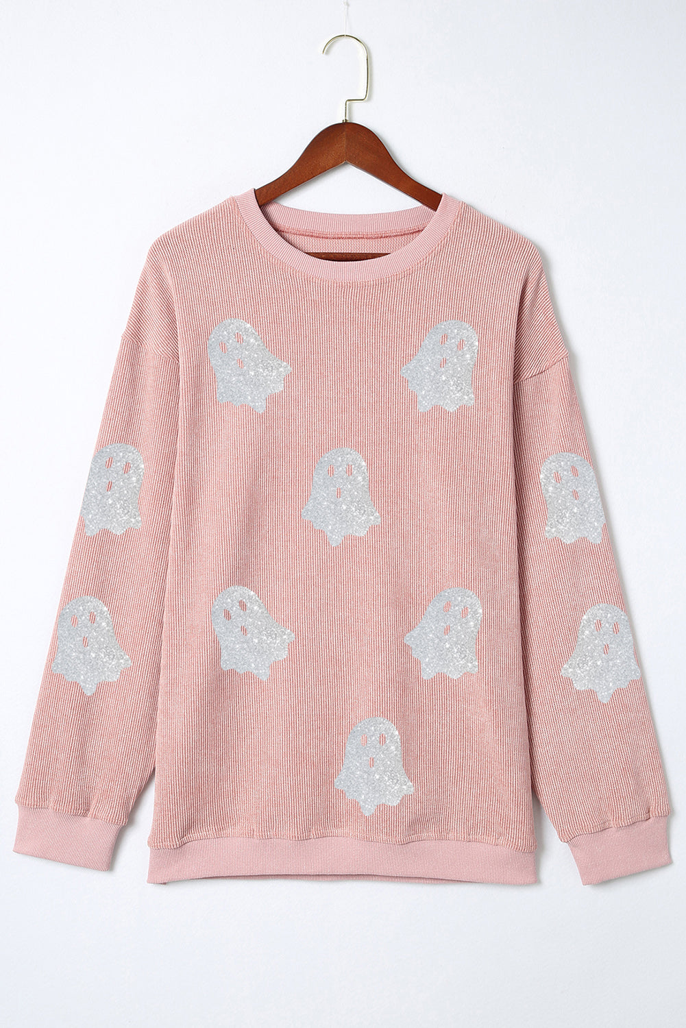 Pink Ghost Corded Halloween Sweatshirt