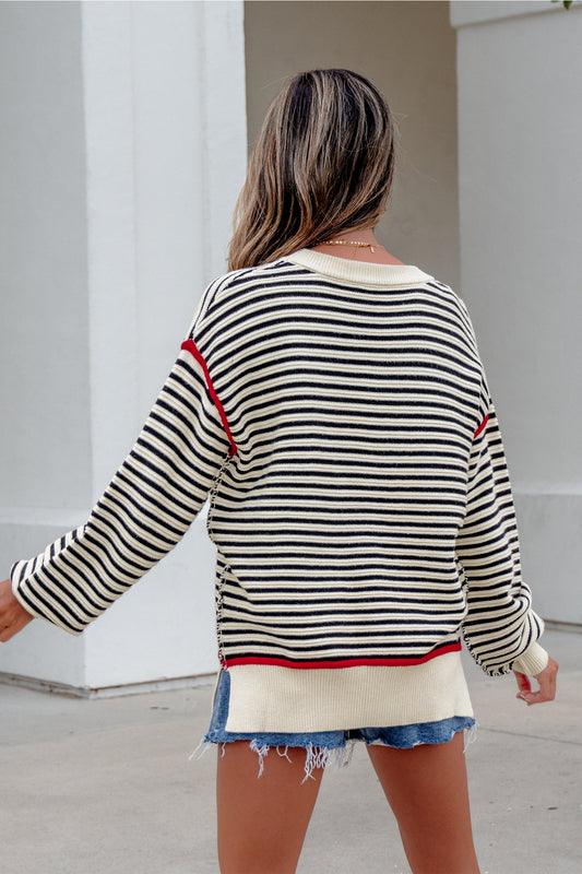 Black Stripe Oversized Sweater