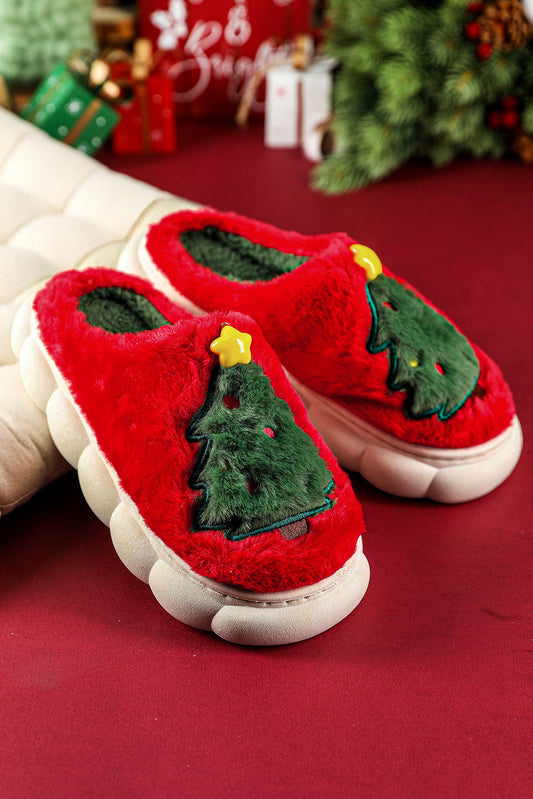 Christmas Tree Plush Slippers