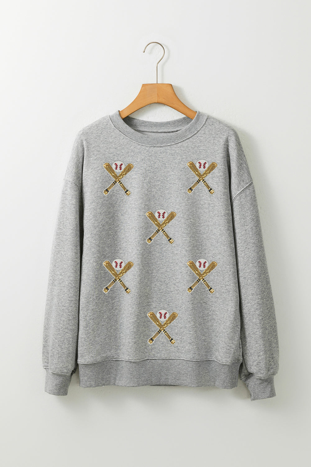 Gray Sequin Baseball Bat Sweatshirt