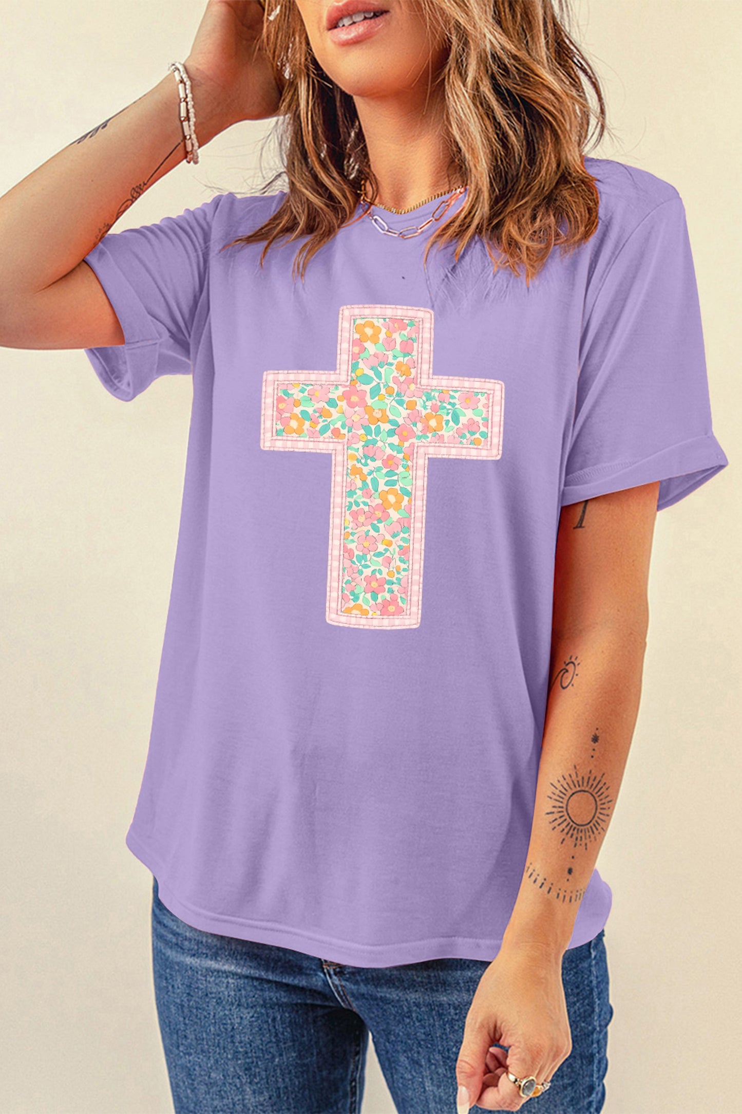 Floral Cross Easter Tee
