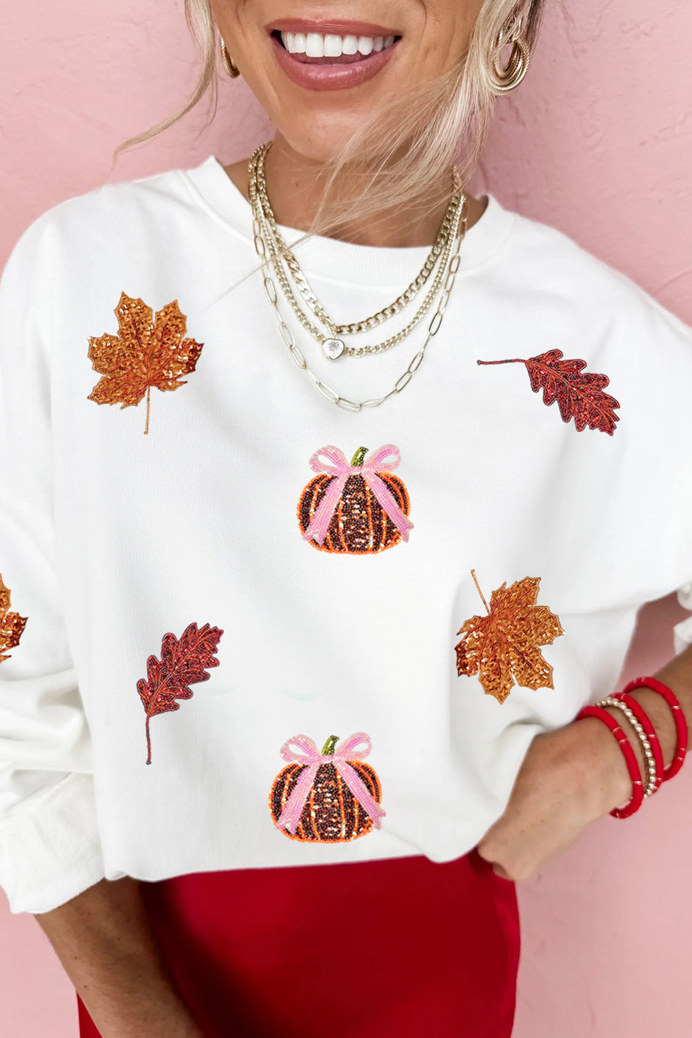 Fall Leaf and Pumpkin Sequin Sweatshirt