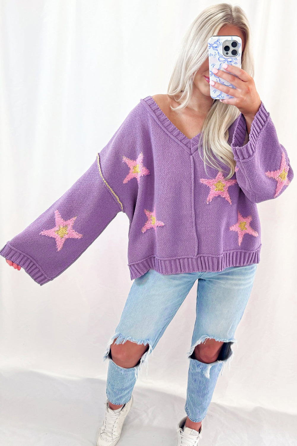 Lavender Star Oversize Sweater