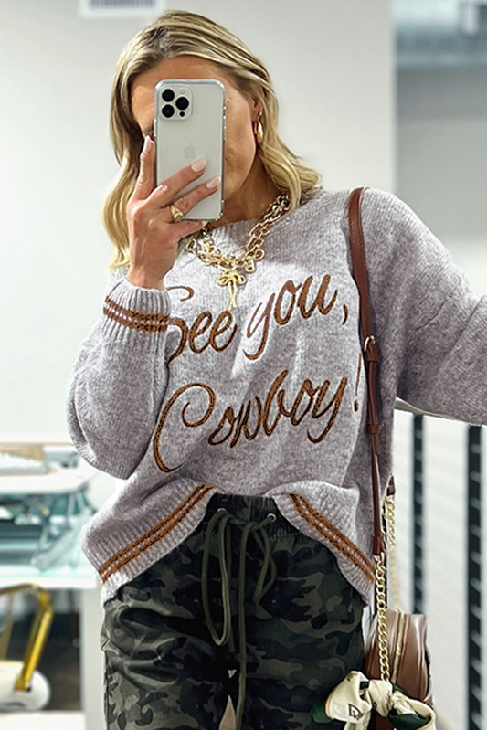 See You Cowboy Embroidered Sweater