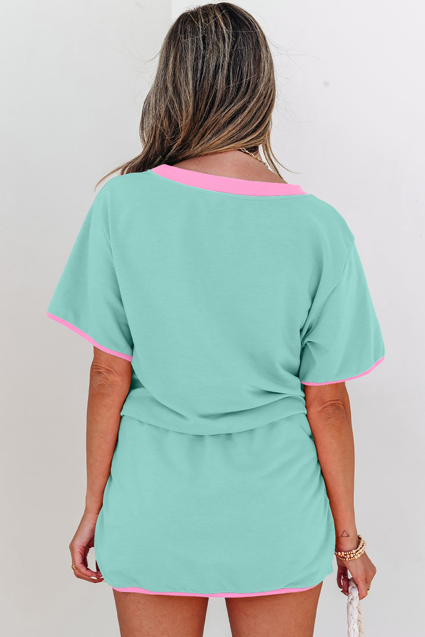 Contrast Trim Skort Set