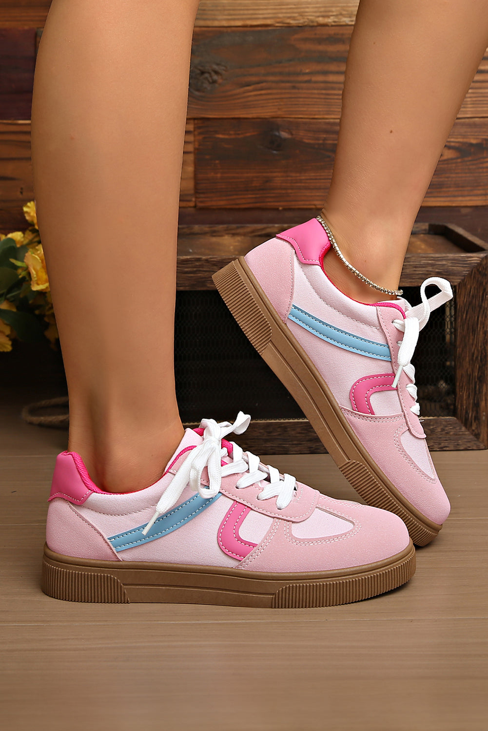 Vegan Leather Lace Up Sneakers