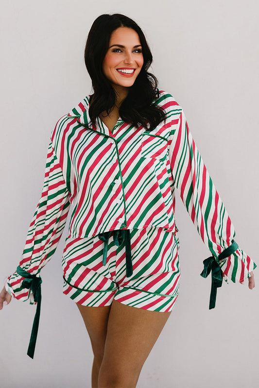 Striped Velvet Ribbon Christmas Pajamas