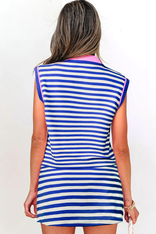 Striped Quarter Zip Skort Set