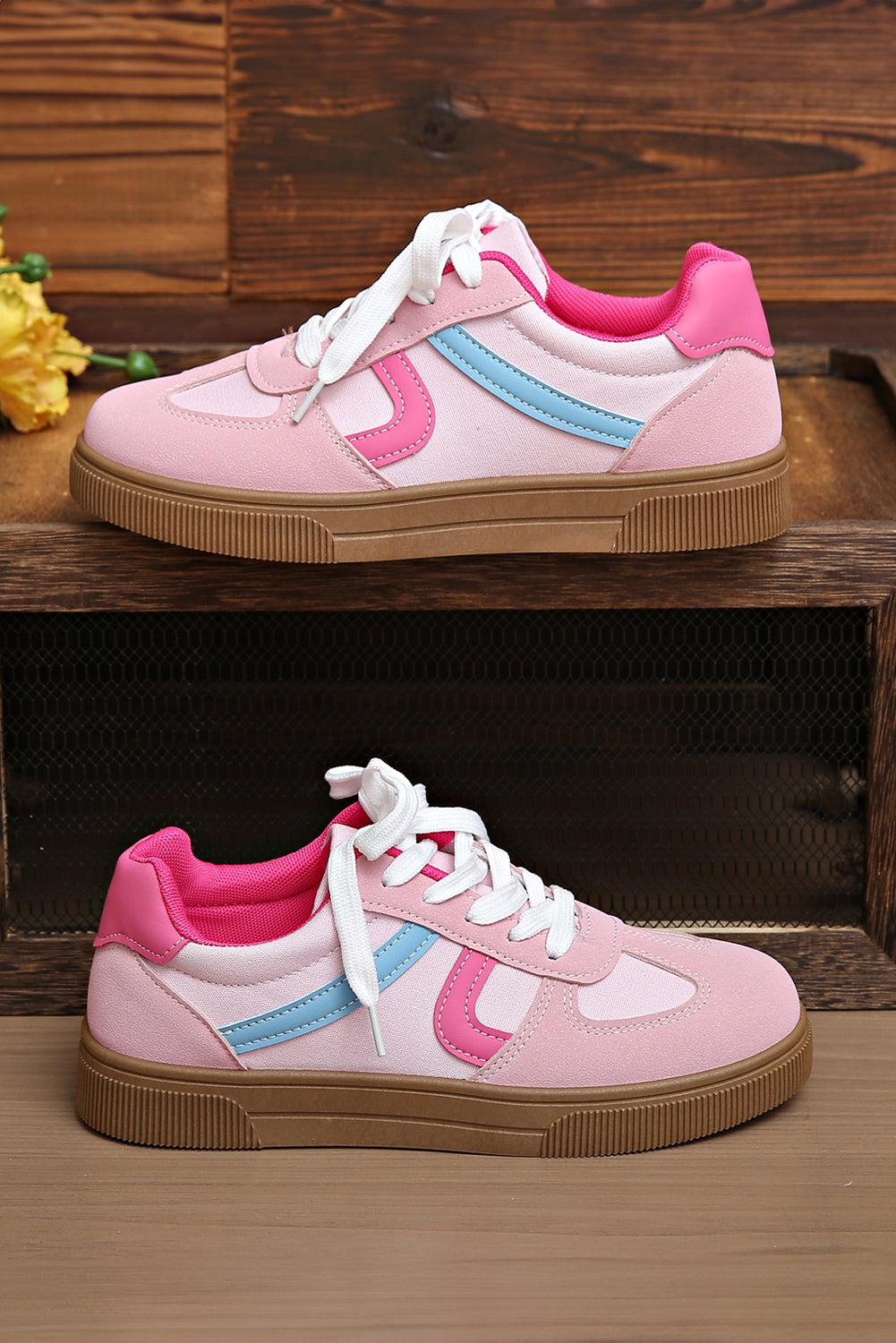 Vegan Leather Lace Up Sneakers