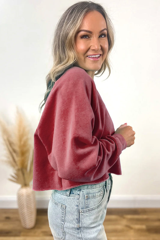 Red Raglan Sleeve Sweatshirt