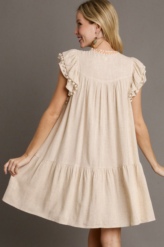 Embroidered Linen Dress