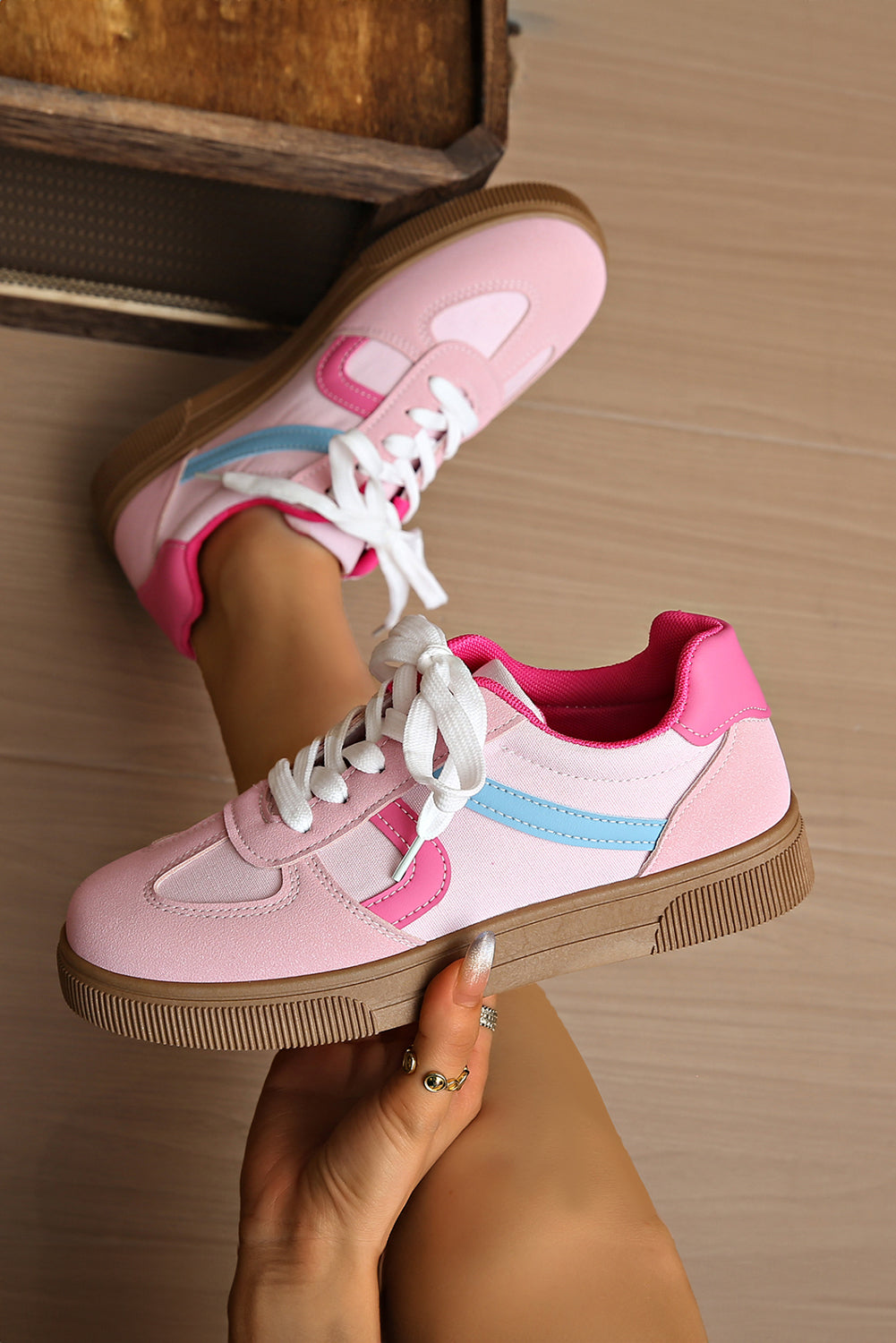 Vegan Leather Lace Up Sneakers