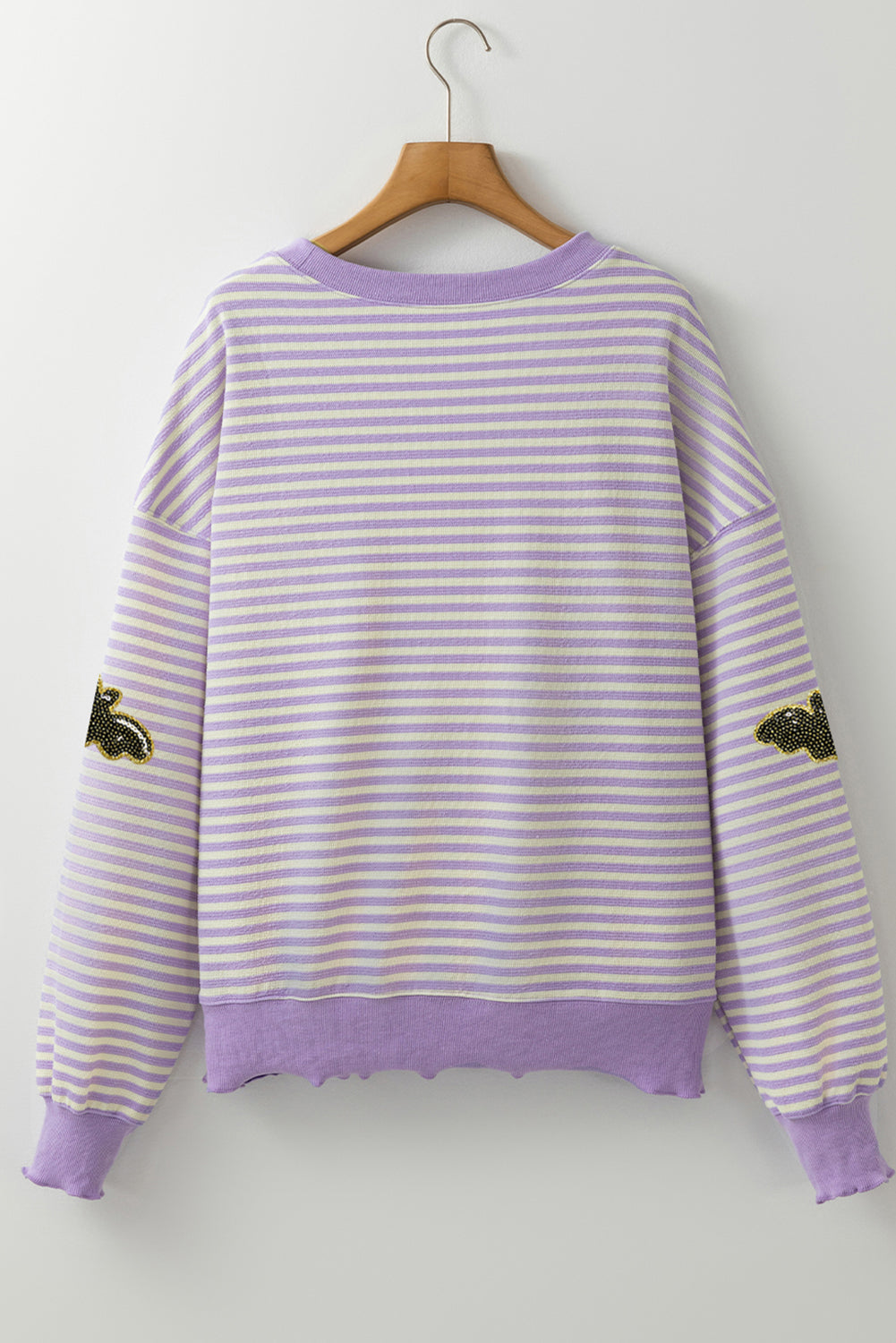 Purple Stripe Sequin Bat Halloween Sweatshirt