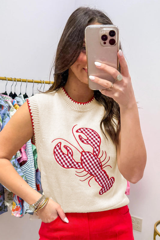 Gingham Lobster Summer Sweater