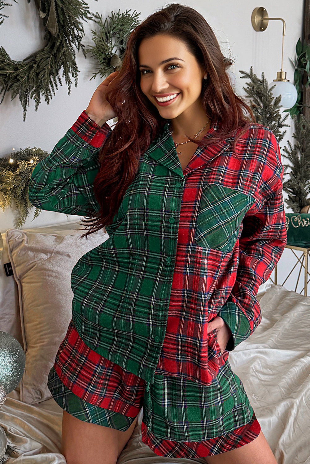 Plaid Flannel Christmas Pajama Set