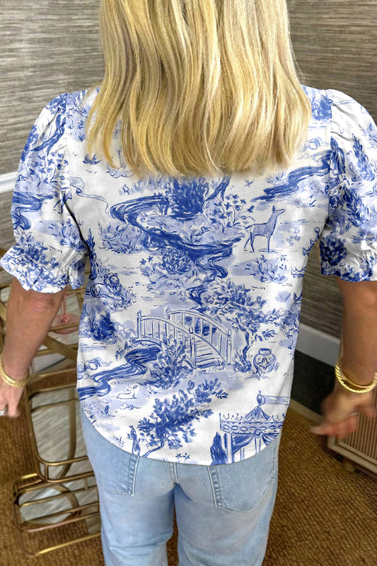 Blue Toile Blouse