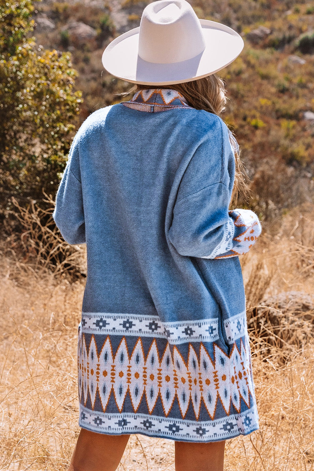 Aztec Print Open Front Cardigan