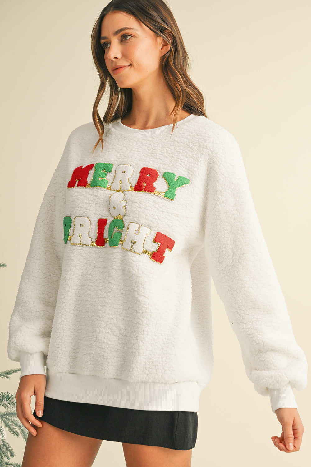 Merry & Bright Fuzzy Sweatshirt