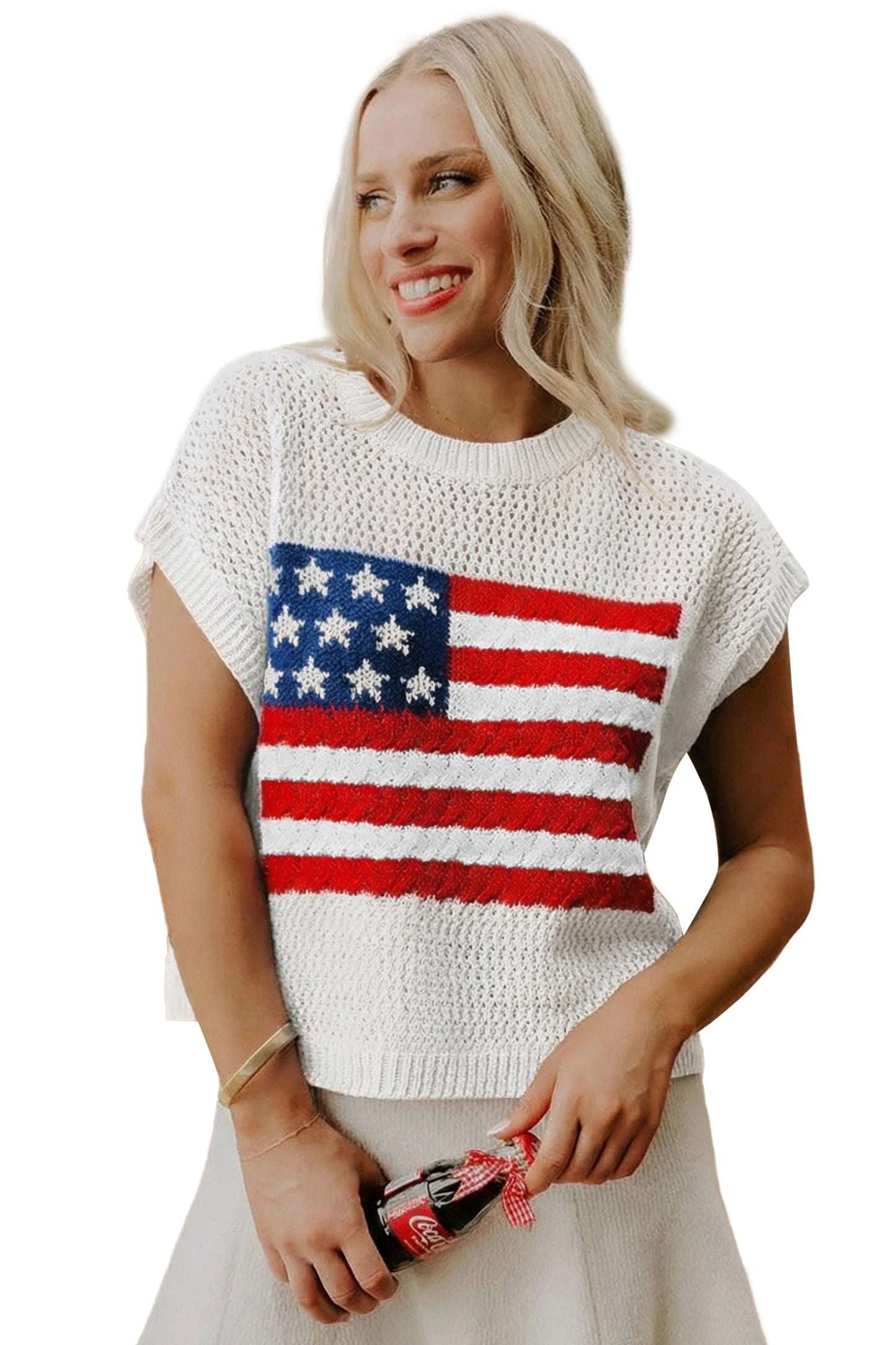 American Flag Short Sleeve Sweater