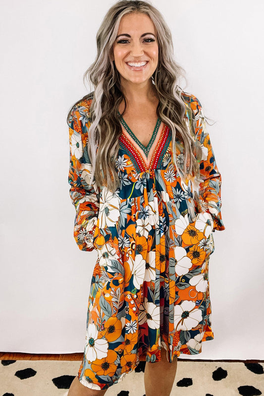 Orange Floral Dress