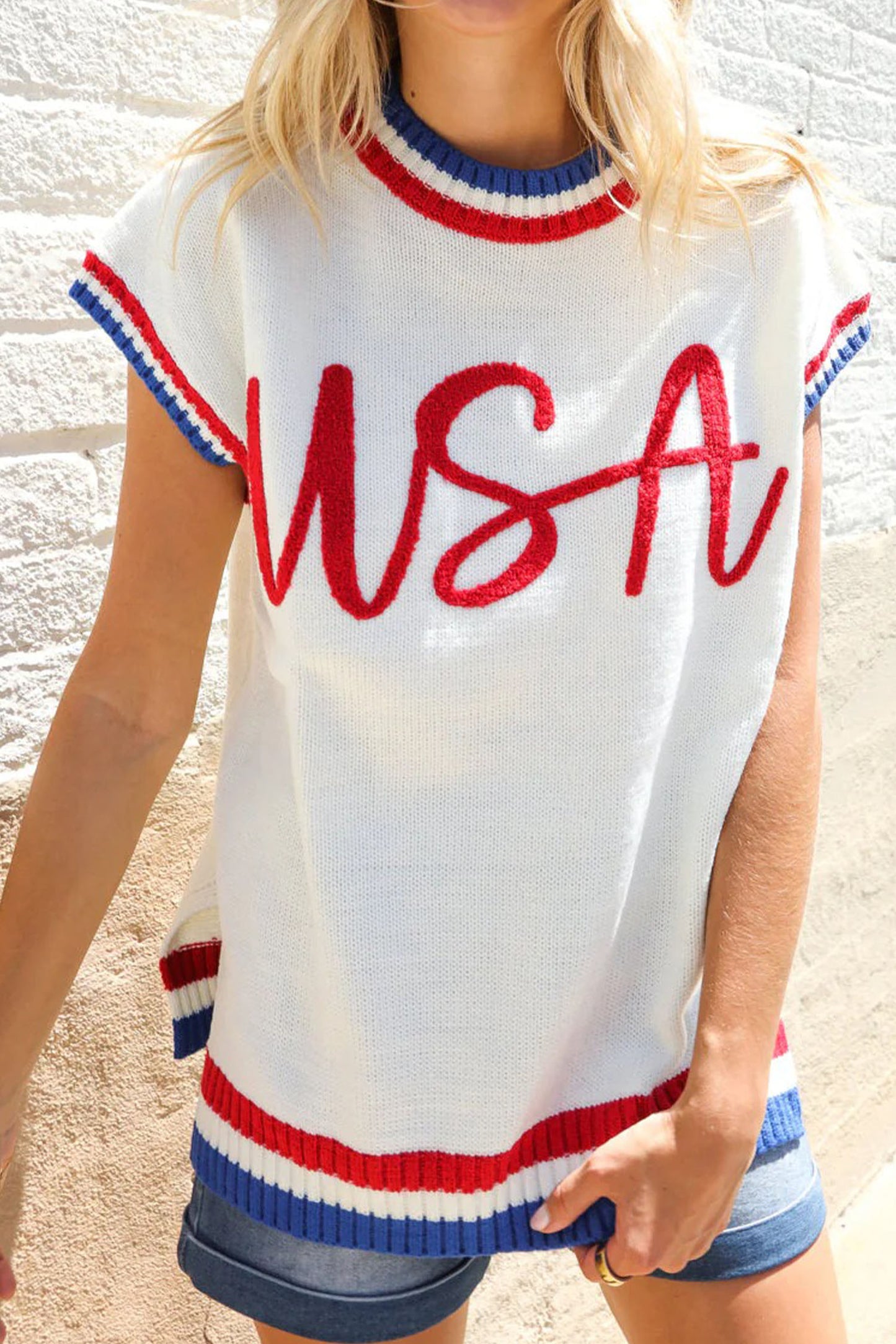 USA Short Sleeve Sweater
