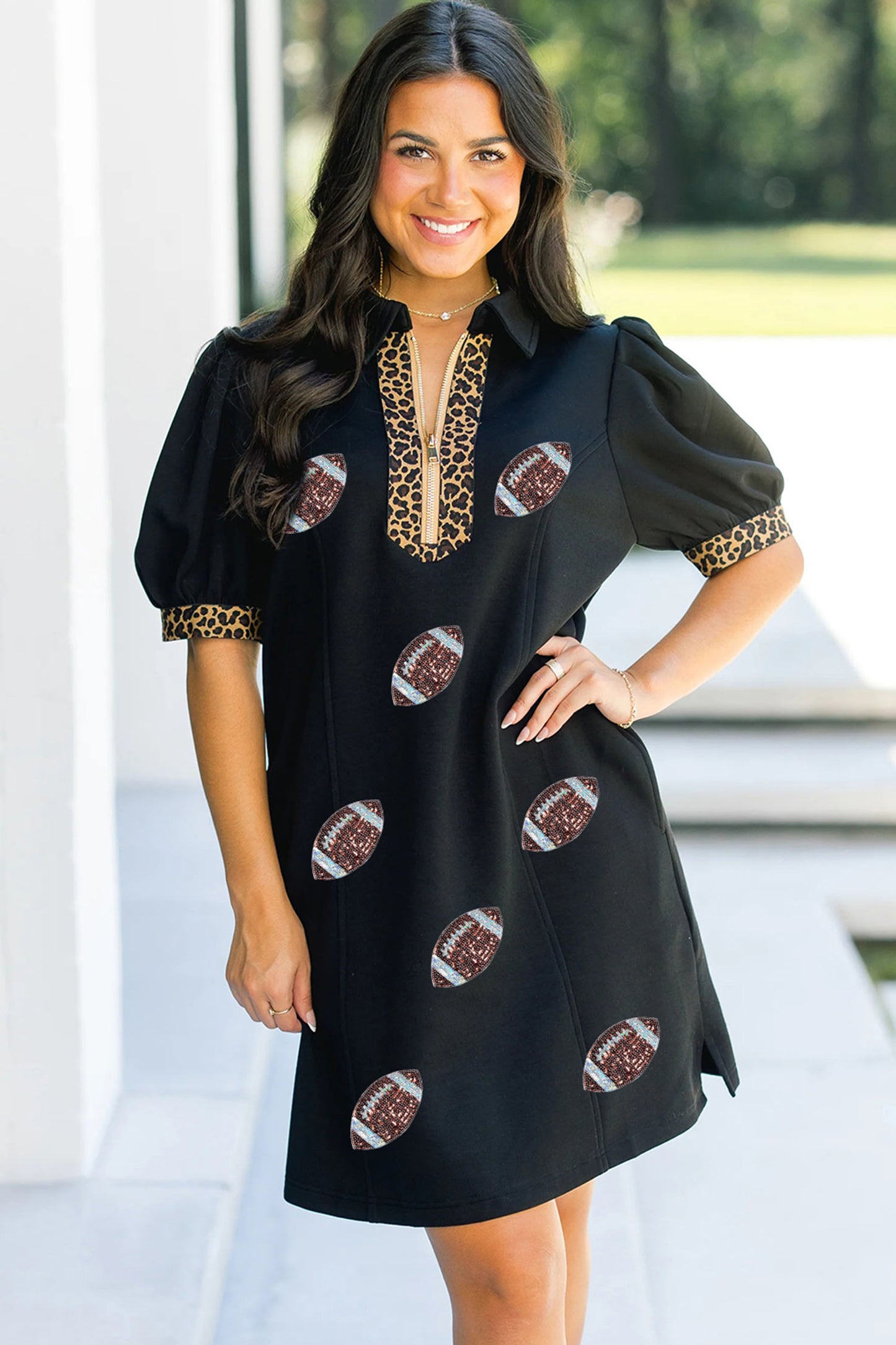 Black Sequin Football Dress