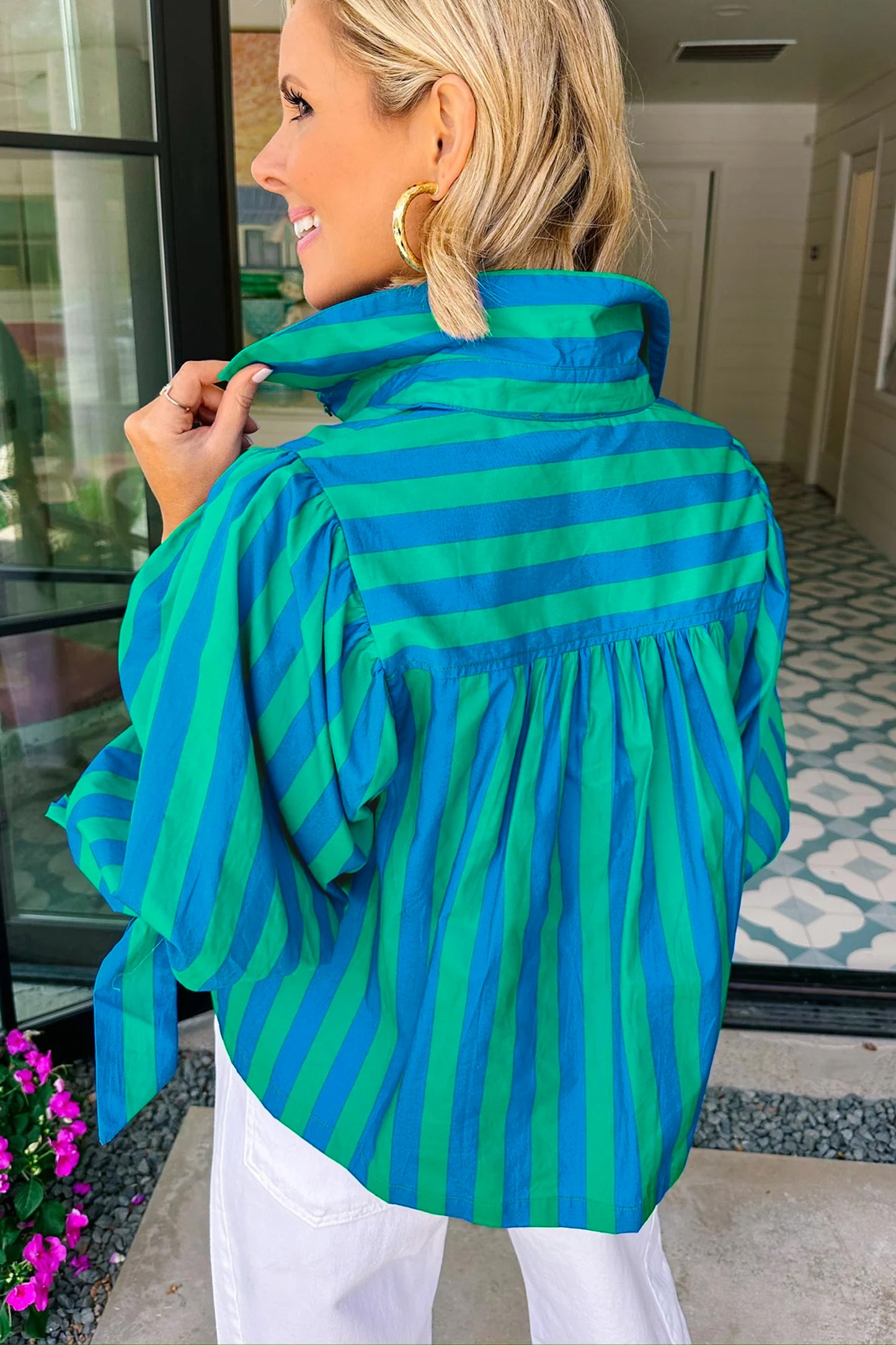 Stripe Puff Sleeve Shirt