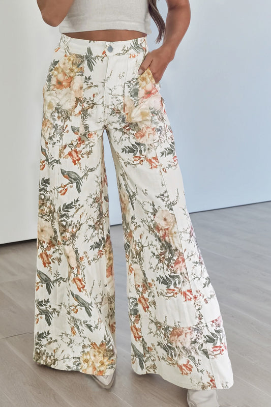 Vintage Floral Wide Leg Jeans