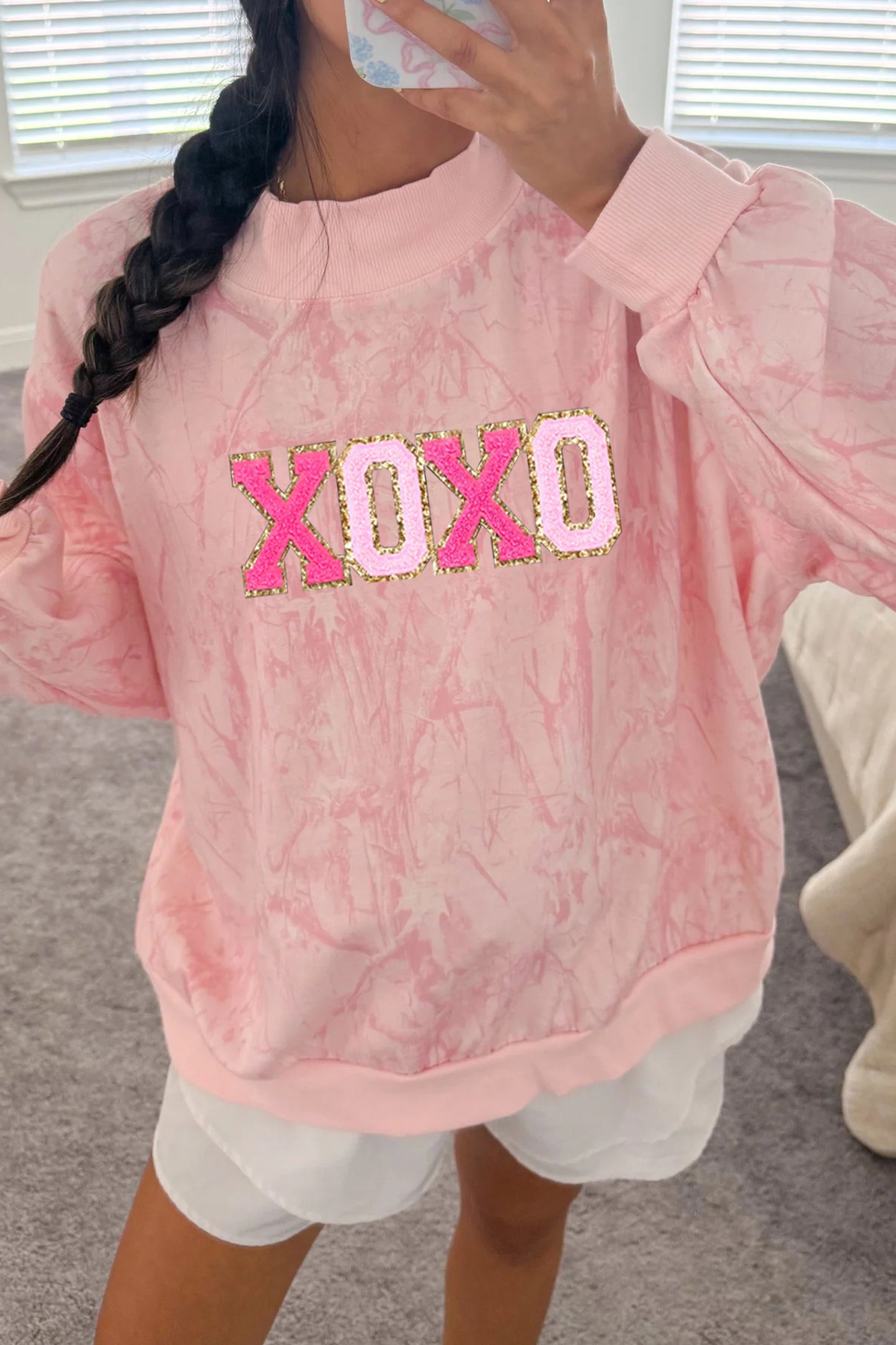 Pink XOXO Glitter Valentine's Day Sweatshirt