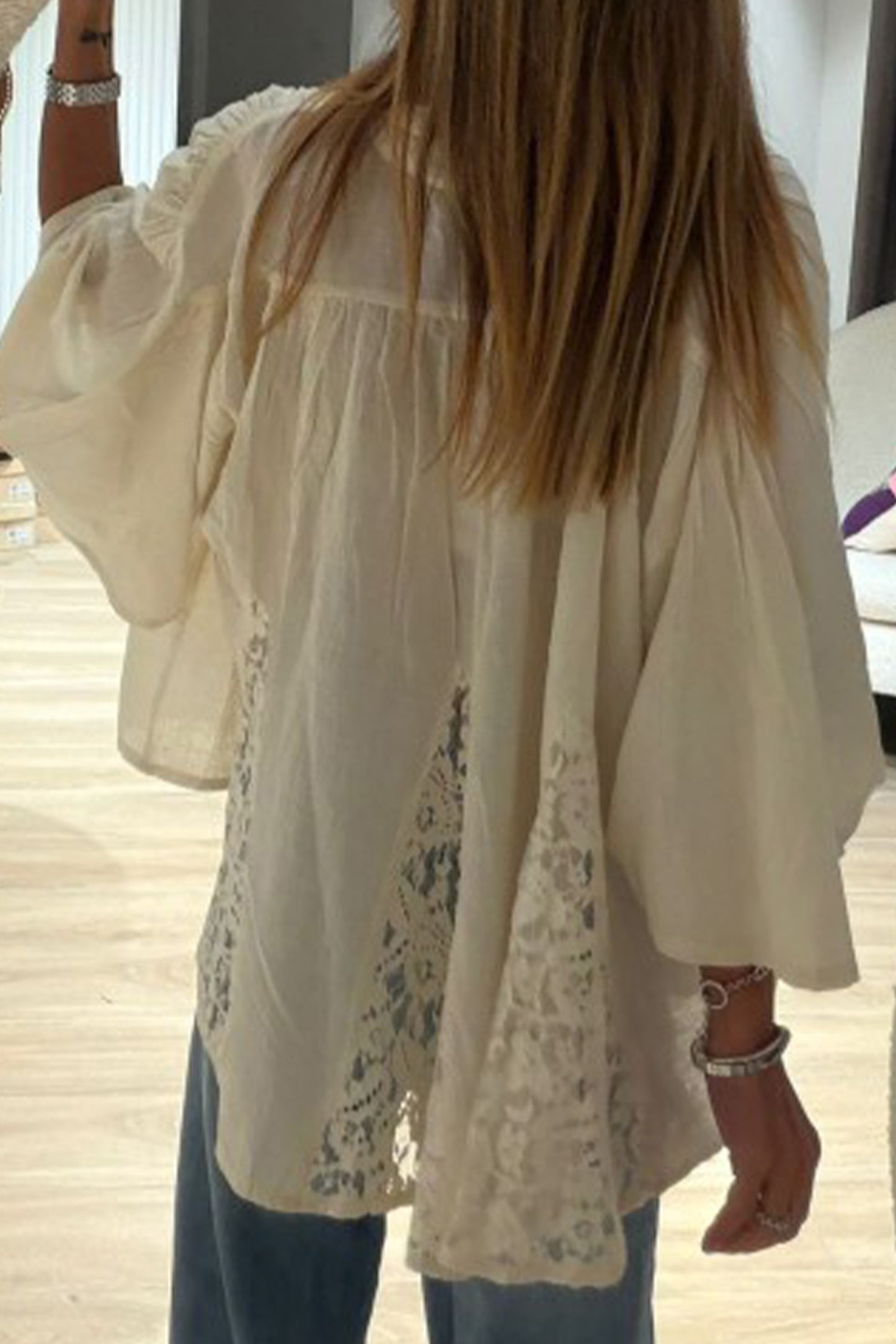 Gauze & Lace Flowy Shirt