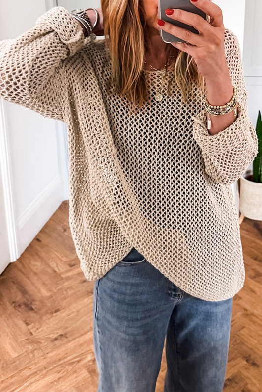 Smoke Gray Crochet Sweater